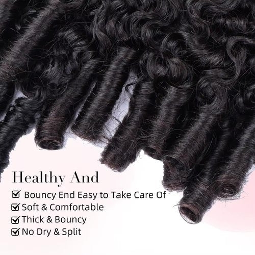 Daikemei Burmese Curly Bundles Human Hair 20 Inch 3C4A Water Wave Quick Weave with Spiral Curly End 100% Unprocessed Kinky Curly Human Bundles in Hair Extensions Natural Black