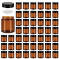 48 Pack 4oz Amber Glass Jars with Lids, Airtight Containers with Liners Lid for Cosmetics, Travel, Lotions Powder, Onitments Candle Making, DIY | Leak-Proof, Reusable (4OZ)
