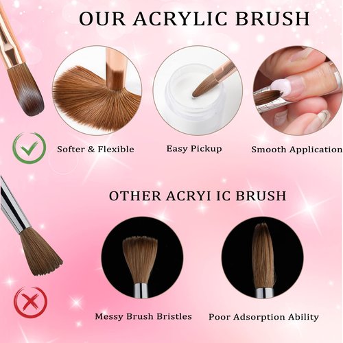 heemeei Acrylic Nail Brush Size 10, 100% Pure Kolinsky Nail Art Brush, Sturdy Handle Acrylic Powder Design Tools for Professional Manicure DIY Home Salon (10#)