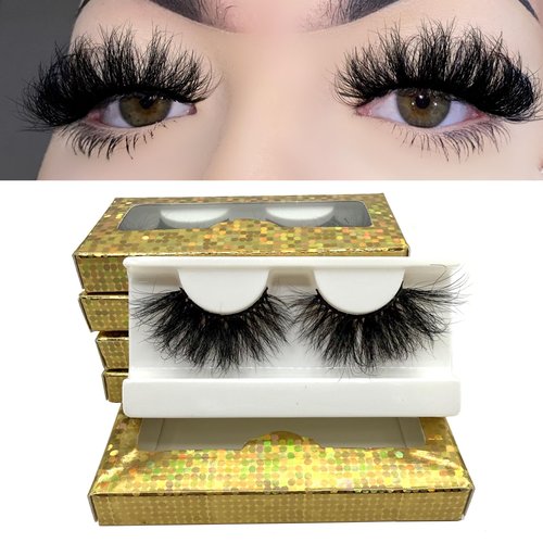 25mm Real Mink Lashes Mikiwi Eyelashes SF07-5, Thick HandMade Full Strip Lashes, Crueltyl Free Fluffy Lashes, Dramatic 3D Mink Eyelashes Bulk Pack-5