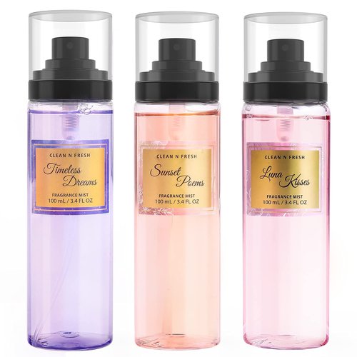 Clean-n-Fresh Body Spray | Women's Fragrance Set - 3 Pack of 3.4 Fl Oz Each (Total 10.2 Oz)