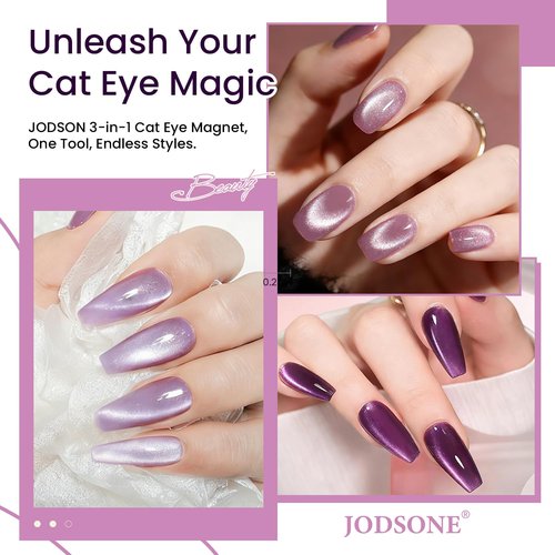 JODSONE 3-in-1 Cat Eye Magnet for Nails, Rhinestone Handle Round & Ball Magnet Tool, Strong Magnet for Cat Eye Gel Polish Nail Art DIY Salon