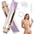 HUIJUTCHEN Bikini Trimmer for Women - 2 in 1 Dual Head Bikini Shaver, Painless Electric Razors for Silk Skin, Ceramic Blade, Waterproof Wet & Dry Use Body Hair Removal for Trip（Purple）