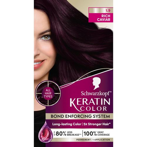 Schwarzkopf Keratin Hair Dye Cream - Rich Caviar 1.9 | Professional Quality Color & 100% Gray Coverage