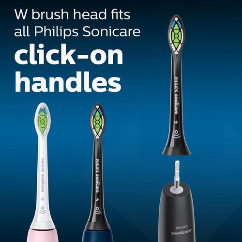 Philips Sonicare W DiamondClean - Genuine Black Electric Toothbrush Heads | 2 Pack, HX6062/95