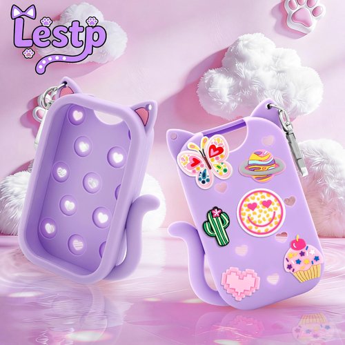 Hand Sanitizer Spray Case for Touchland Silicone Case Keychian for 1 FL OZ Hand Sanitizer Holder Spray Keychain Holder Cute Cat Design Cases with Charms Compatible With Touch Land Mist Accessory C