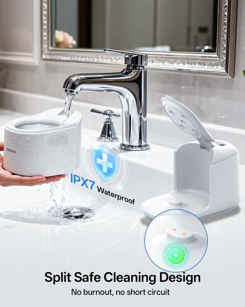 30W Ultrasonic Retainer Cleaner Machine,IPX7 Waterproof Dental Cleaning Pod,45kHz Denture Dome With UV Light,3 Modes, Digital Timer for Night Guard, Mouth Guard, Braces with 230ml Tank(Grey)