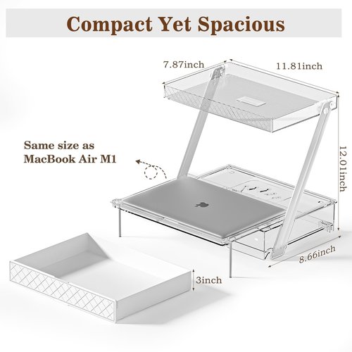 3-Tier Bathroom Countertop Makeup Organizer - Tall Big Make Up Storage with Slide-Out Tray & Bottom Drawer, Transparent Acrylic for Cosmetics Brushes Lipsticks Skincare