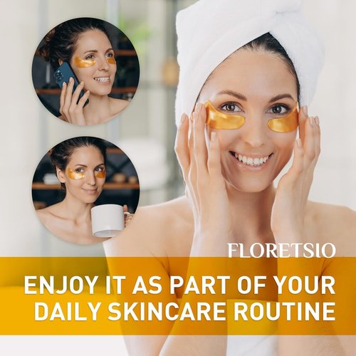 Under Eye Patches for Dark Circles - 24K Gold Collagen Cooling Gel Eye Mask with Retinol & Hyaluronic Acid, Reduces Puffy Eyes & Fine Lines Delays Aging Treatment Women/Men(30 Pairs)