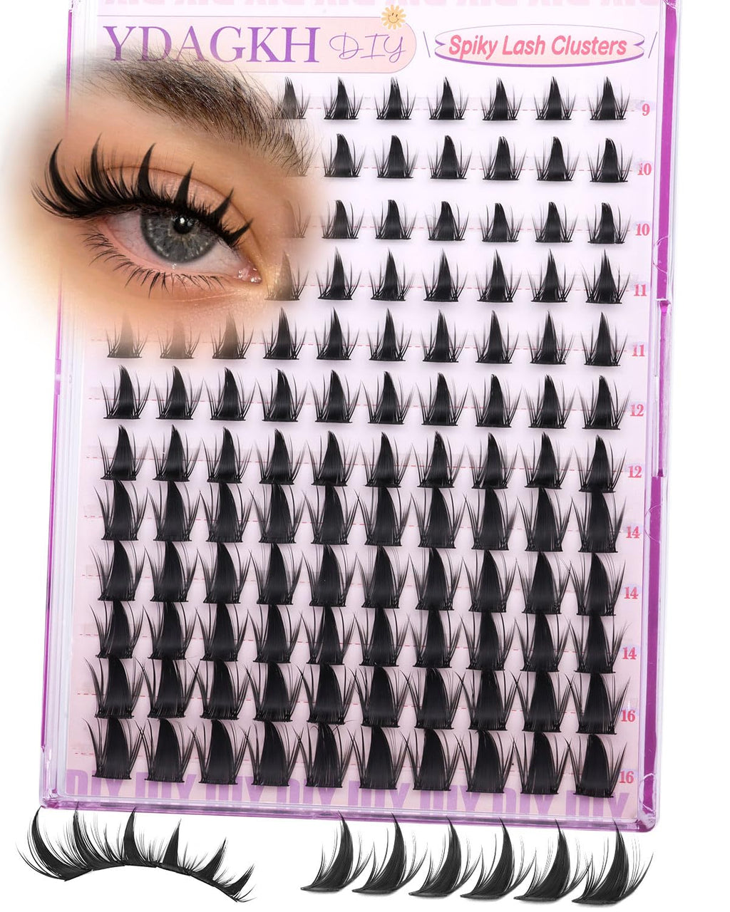 YDAGKH Lash Clusters Manga Spiky Eyelash Extension Mega Anime Lashes Spikes Cluster Eyelash Extensions 9-16mm Wispy Lash Extension Natural DIY Waterproof Cluster Eyelashes Fairy Individual Lashes