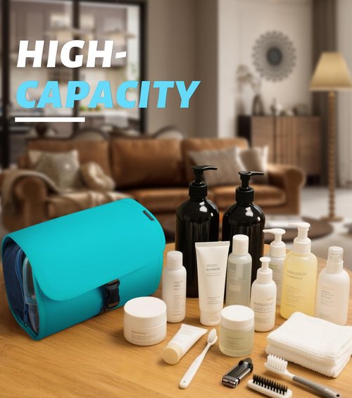 LCYPQPQ 2025 New ! Large-Capacity Foldable travel toiletry bag - Multi-Functional Detachable hanging toiletry bag, Portable Compact hanging travel toiletry bag (Mystic Green)