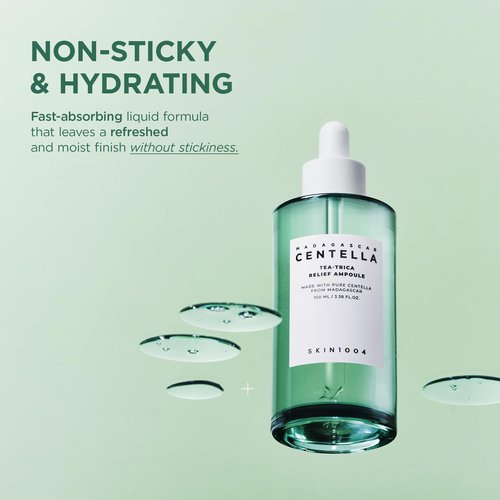 SKIN1004 Tea-Trica Relief Ampoule, Face Serum with Tea Tree & Centella, Facial Serum for Soothing & Hydrating, Lightweight Centella Ampoule for Fast-Absorbing, Korean Skin Care, 3.38 fl.oz /100ml