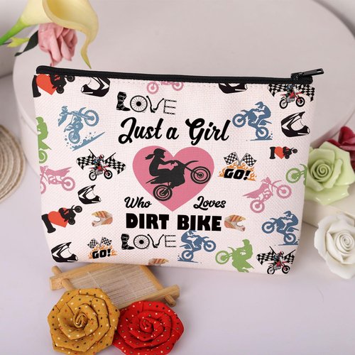 MAOFAED Dirt Bike Gift Dirt BikeGirl Gift Just AGirl Who Loves Dirt Bike Cosmetics Bag For Women Motocross Gift (girl love dirt bike)