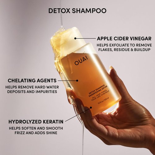 OUAI Hair Care Set - Clarifying Shampoo & Exfoliating Scalp Scrub - Deep Cleansing & Balancing - Hair Care Kit with Detox Shampoo & Travel Size Sugar Scrub for Scalp - Valentine's Day Gifts (2 Count)