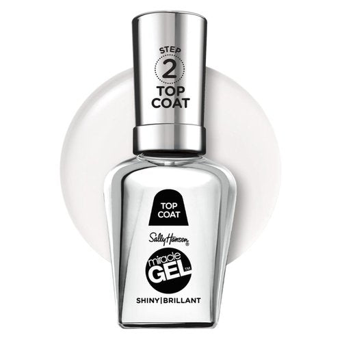 Sally Hansen Miracle Gel™, Shiny Top Coat, Long Lasting, Gel-Like Formula, No UV Lamp Needed, Clear Nail Polish