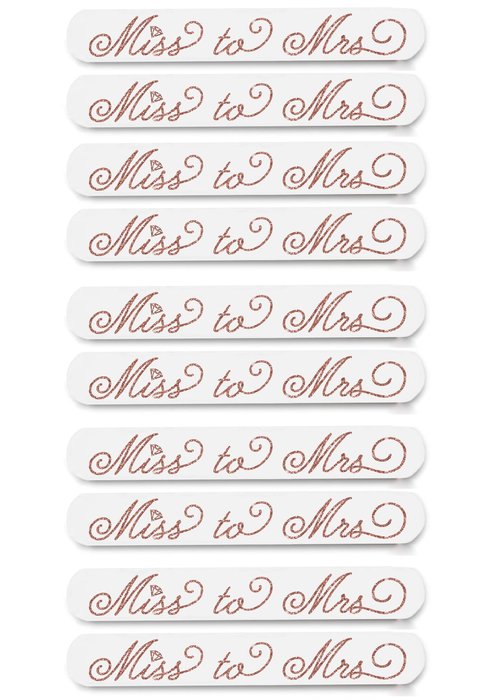Bridal Shower Favors - Set of 10 Rose Gold Sparkle Miss to Mrs Nail Files - Bachelorette Party Nail Files - Emery Board(10 Miss) RG