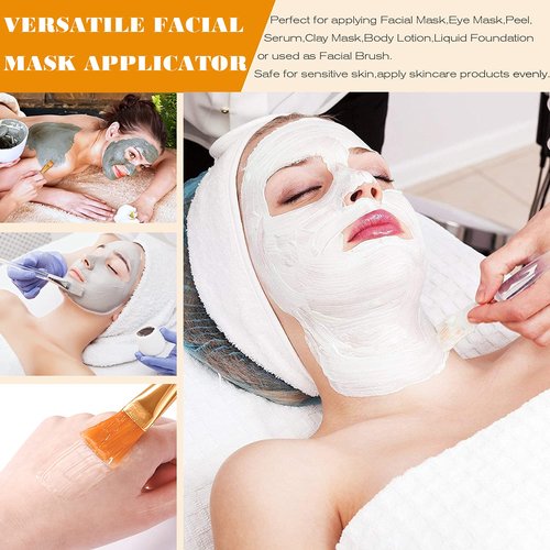 Tegelrying Facial Mask Brush,6 Pieces Soft Face Brushes Mud Mask Applicator Clear Handle for Applying Sleeping Mask,DIY Clay Mask,Body Lotion,Eye Peel Women Girls Makeup Tools,Gold and White
