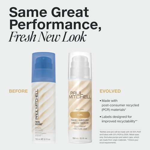 Paul Mitchell Twirl Around Cream Serum - Frizz Control & Touchable Hold for Curly/Wavy Hair | 5.1 fl. oz