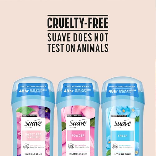 Suave Antiperspirant Deodorant for Women Variety 3-Pack – Powder, Fresh, Sweet Pea & Violet, Anti-Staining Invisible Solid, Talc-Free, 2.7 Oz Ea