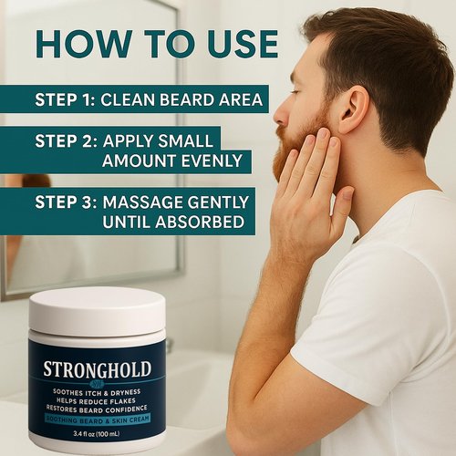 EBEHDOQ Stronghold Beard Cream – Plant-Based Beard & Skin Balm • Helps Comfort Dry, Itchy Skin • Lightweight Daily Moisturizer for Facial Hair