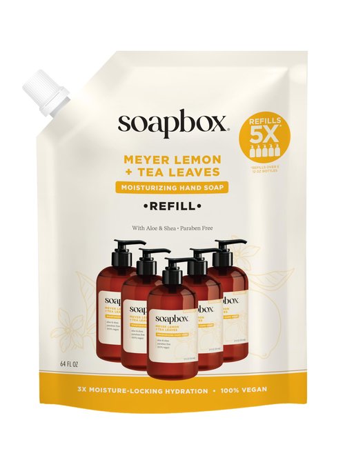 Soapbox Liquid Hand Soap Refill, Meyer Lemon & Tea Leaves, Gentle & Moisturizing Hand Wash for Kitchen and Bathroom, Vegan & Cruelty Free, 64oz Half Gallon Refill (Pack of 1)