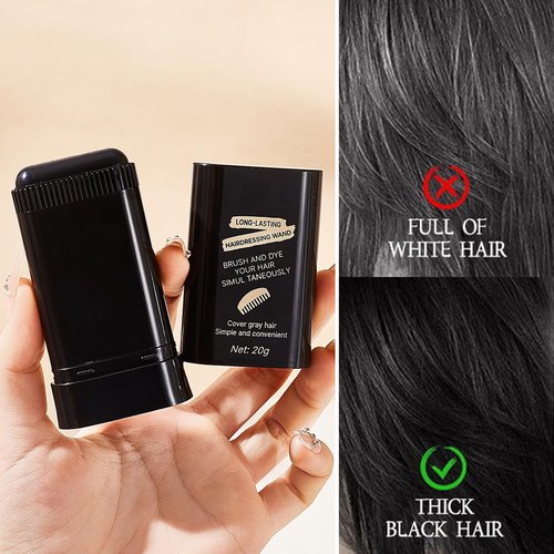 Glo7 Hair Dye Concealer Stick - Instant Gray Root Coverage | Waterproof & Long-Lasting (Brownish Black)