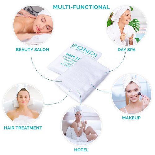 Bondi SPA Microfiber Hair Towel - Dries Hair 50% Faster | Anti-Frizz & Super Absorbent - XL Rectangle