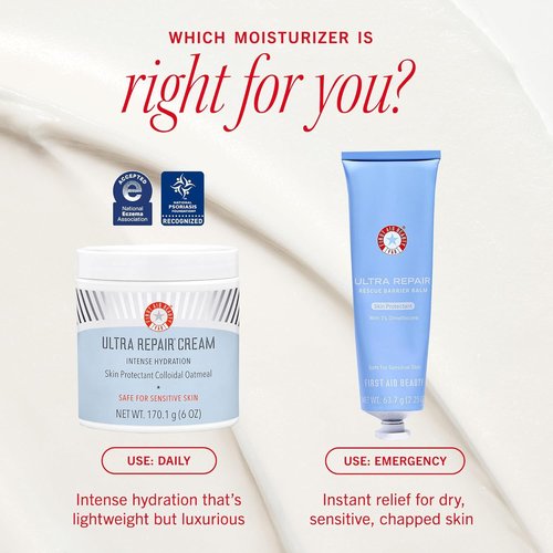 First Aid Beauty - Ultra Repair Cream, Intense Hydration Whipped Colloidal Oatmeal, Clinically Proven to Strengthen Skin Barrier & Help Relieve Eczema, Face & Body Moisturizer, 14 oz Vanilla Cinnamon