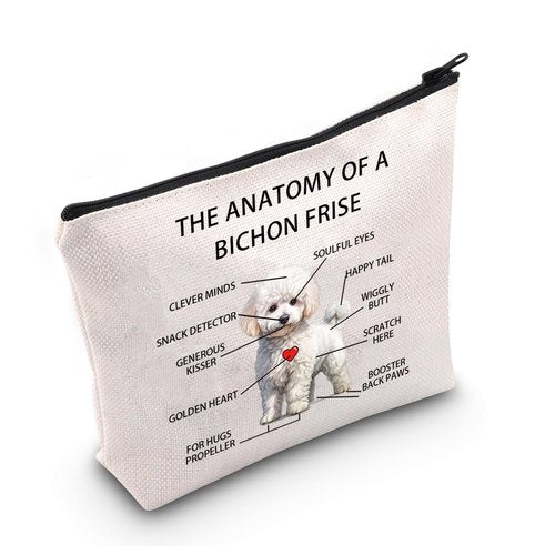Clever Minds Bichon Frise Lovers Gifts: Anatomy of a Bichon Clever Minds Cosmetic Bags - Mom Travel Toiletry Bags
