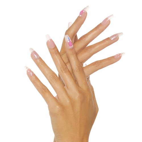 KISS Majestic Press On Nails, Nail glue included, 'Lovely Bubbly', Pink, Long Size, Coffin Shape, Includes 30 Nails, 2g glue, 2 Prep Pads, 2 of 24 Adhesive tabs, 2 manicure sticks, Mini file