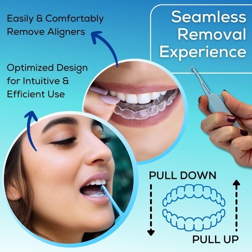 AlignerOff Reusable Teeth Retainer Remover Tool – Compact, Retractable, Aligner Removal Tool for Invisalign, Nightguards, Retainers & Veneers – Ergonomic Design for Easy Removal – Ideal for Gifting