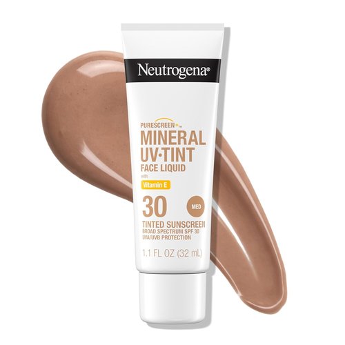 Neutrogena Purescreen+ Tinted Sunscreen - SPF 30 Mineral Formula with Zinc Oxide & Vitamin E | Medium, 1.1 fl oz