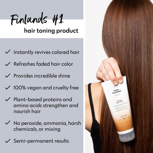 FOUR REASONS Toffee Color Mask - Vegan Hair Gloss & Color Depositing Conditioner | 6.76 fl oz
