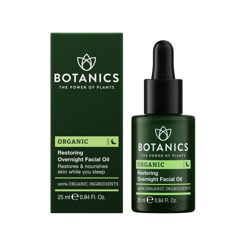 Botanics Overnight Face Oil for Men - Hydrating Nighttime Face & Beard Oil for Dry Skin - Lightweight, Non Greasy & Powered by Rosehip Oils - Vegan & Cruelty Free Men's Skincare (0.84 Fl Oz)