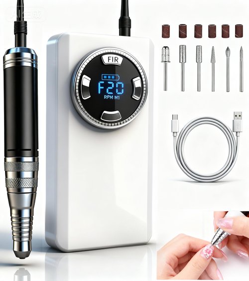 Professional Nail Drill - Lumcrissy 40000RPM Electric Nail File Drill Kit - Portable Rechargeable Cordless Efile Machine for Acrylics Gel Nails for Home Salon Manicure Pedicure