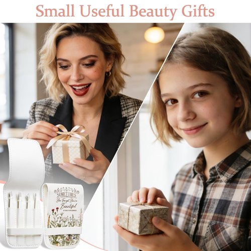 Personalized Tweezers Set for Women Facial Hair in Floral Travel Case, Small Self Care Inspirational Thoughtful Valentines Gifts for Her Friend, Eyebrow Ingrown Hair Splinter Removal Grooming Kit
