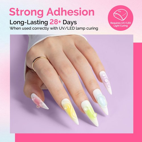 MelodySusie Nail Rhinestone Glue for Nails Super Strong Gel for Nail Charms Gems 3D Nail Gel UV Nail Glue for Nail Art Design Nail Chrome Powder Decals Decor Need UV/LED Cured 60g
