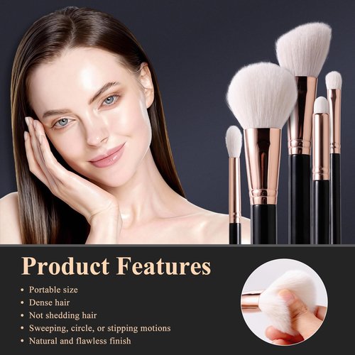 13 Piece Black Makeup Brushes, Face and Eye Makeup Brush Set Ultra Soft Goat Hair&Synthetic Bristles for Powder, Concealer, Blush, Contouring, Blending, Eyeshadow Kits for Beginners, Pros and Artists