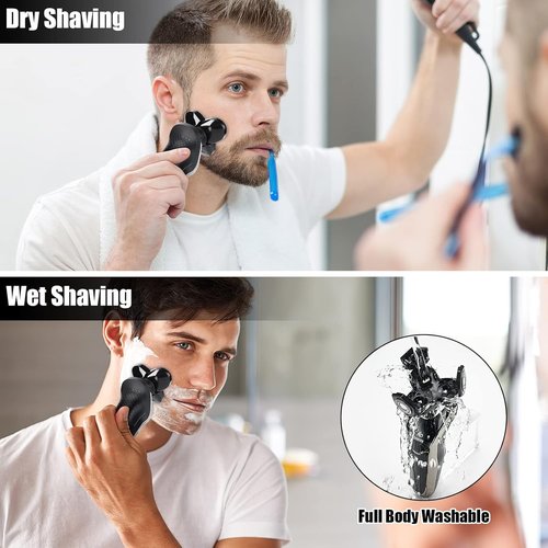 BestMal 5-in-1 Electric Shaver Razor for Men - Waterproof, Rechargeable with Nose Trimmer & Face Brush