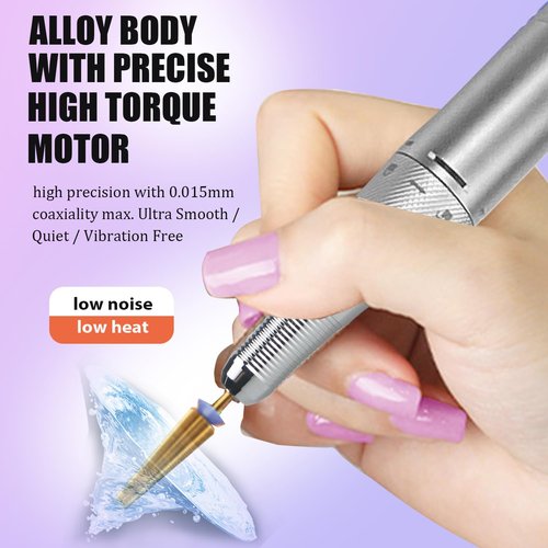 Lumcrissy Professional Cordless Electric Nail Drill Kit – 35000 RPM Rechargeable E File with 10+ Hour Battery, 6-in-1 Bits – Portable Acrylic Gel Remover for Salon/Home,Drills para Uñas Professional