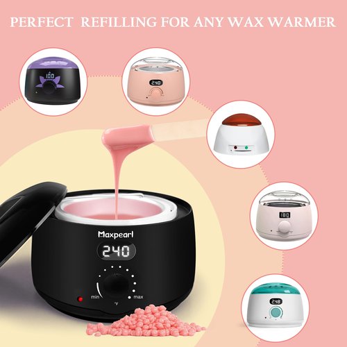 Maxpearl 2.5LB Hard Wax Beads for Hair Removal, Natural Rose Formula - Brazilian Waxing, Sensitive Skin, Face, Underarms, Legs, Back, Chest and More, with 20 Wax Sticks, Pink