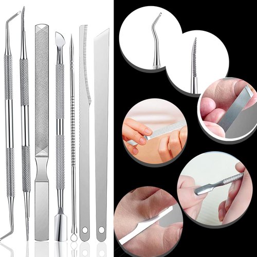 10pcs Ingrown Toenail Pedicure Tool Kit, Professional Surgical Stainless Steel Ingrown Toenail Removal, Treatment for Nail Correction Polish Pain Relief (Black)