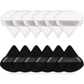 Maitys Triangle Powder Puff Set - 12 Soft, Washable Makeup Sponges for Loose Powder | Black & White