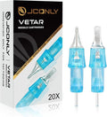 JCONLY VETAR TATTOO CARTRIDGE NEEDLES - 20Pcs Tattoo Needles #10 Bugpin 3 Round Liner Tattoo Cartridges 1003RLL Tattoo Needles Diameter 0.30mm Long Taper 5mm Cartridges