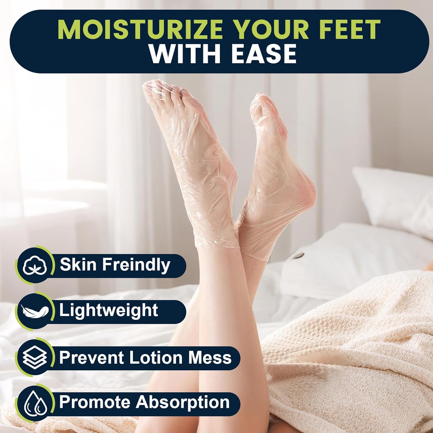 TEAWOO Plastic Foot Covers - Leak-Proof Moisturizing Foot Masks for Pedicure Care | 200PCS with Stickers (Fits Up to USA 9)