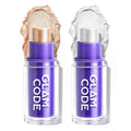 Glam Code Highlighter Stick - Creamy, Long-Lasting Shimmer Glow Makeup | 2 Pack, Starlight White & Gold Coast, 0.23 oz Each