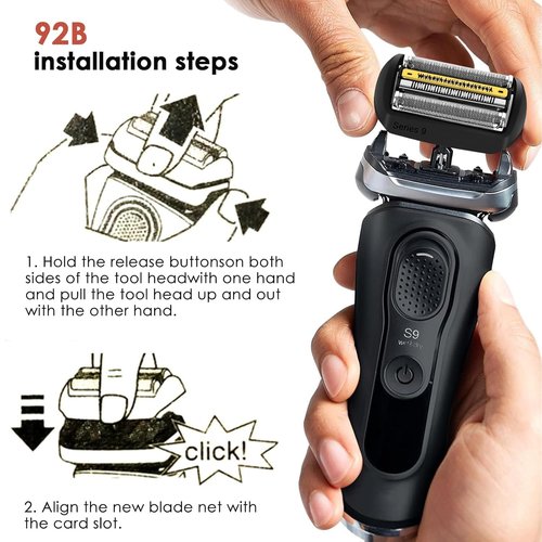 92B Series 9 Electric Shaver Replacement Head, Series 9 Shaving Razor Head S9 Foil & Cutter Razor Heads Compatible with 9290cc, 9291cc, 9370cc, 9293s, 9385cc, 9390cc, 9330s, 9296cc Etc