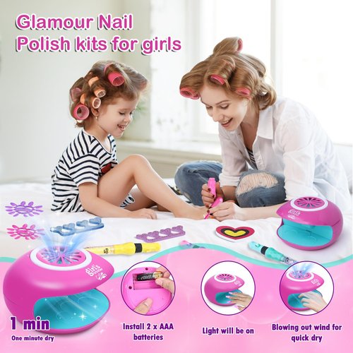 Kids Nail Polish Set with 4 Nail Art Pens - Non-Toxic Nail Pens Ages 4-12 - Spa & Manicure Kit for Girls 6-12, Birthday Gifts, Toys for Girls 8-10 Years