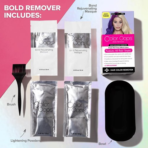 Color Oops - Bold Hair Dye Remover | Safely Removes Direct & Semi-Permanent Color - 2 Applications, Vegan & Cruelty-Free