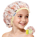 Years calm Kids Shower Cap, Waterproof Reusable Cartoon Bath Cap with Double Layers & Soft Elastic Band, Washable shower cap for kids, Great for Daily Bath